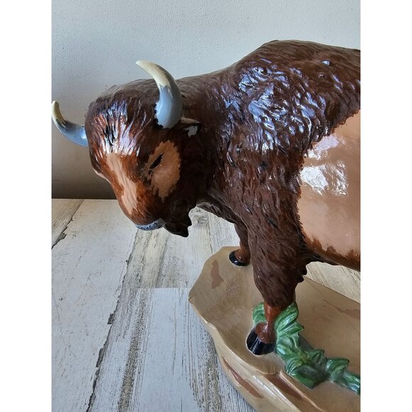 Vintage ceramic buffalo bison statue figurine unique large - Picture 2 of 10